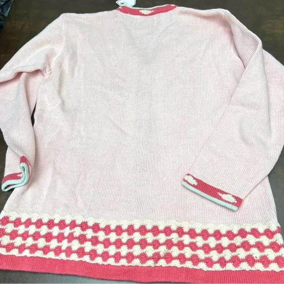 Storybook Knits Pink Flowers Cardigan Medium Women’s Sweater New with tags - Picture 6 of 7